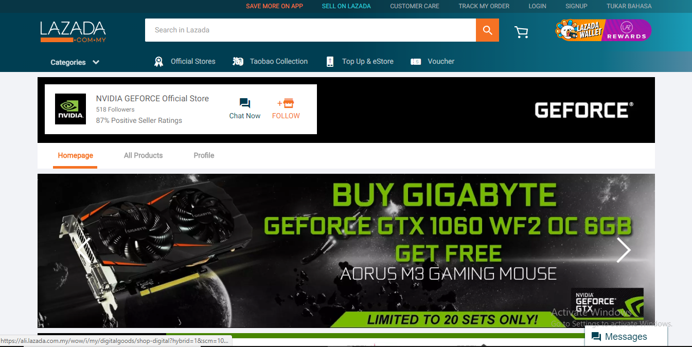 Kedai Atas Talian Lazada NVIDIA Kini Sudah Dibuka