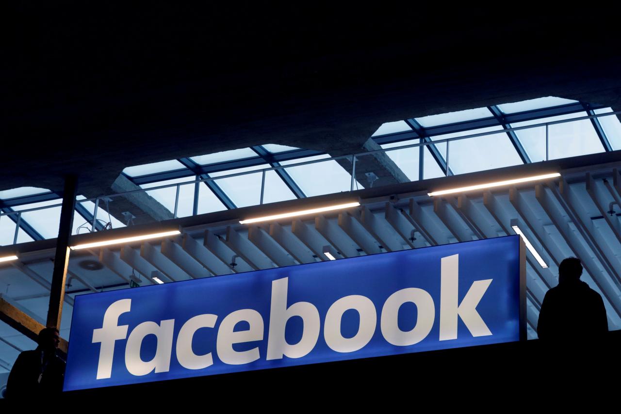 FILE PHOTO: Facebook logo is seen  at a start-up companies gathering at Paris’ Station F in Paris