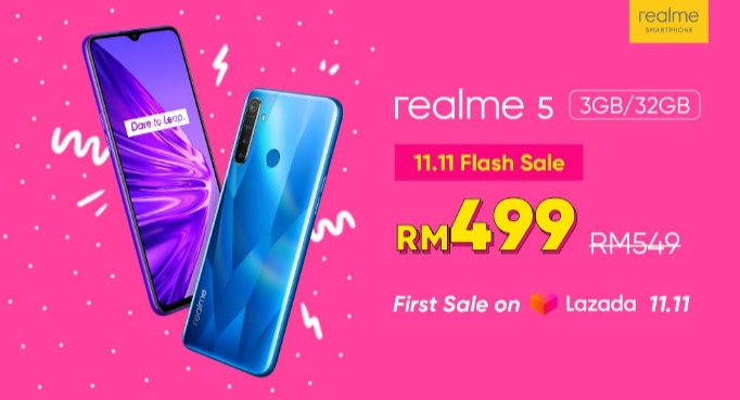 Dapatkan Potongan RM50 Bagi Pembelian Realme 5 Sempena Lazada 11.11 Sale